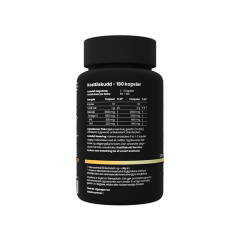 Høykonsentrert Omega 3 - 180 kaps. 6 mnd. forbruk